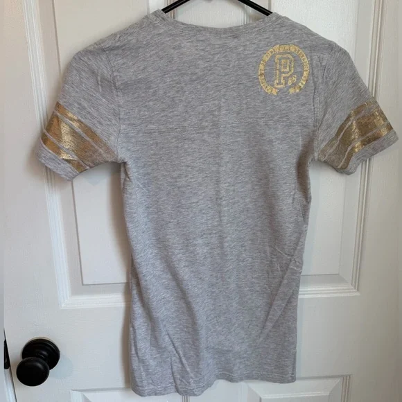 PINK Victoria's Secret Gray and Gold Team Tee - Picture 4 of 4